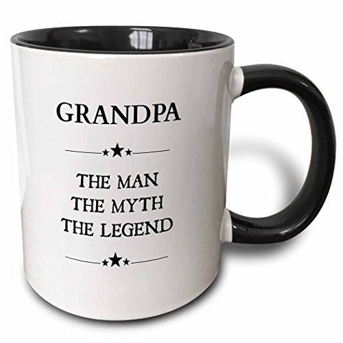 3dRose 221824_4 Grandpa The Man The Myth The Legend Two Tone Black Mug, 11 oz