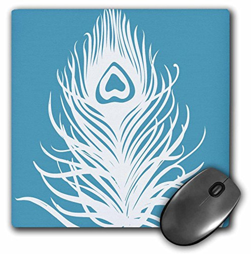 3dRose LLC 8 X 8 X 0.25 Inches Mouse Pad White Peacock Feather on Teal (Mp_179167_1) 3dRose LLC 8 X 8 X 0.25 Inches Mouse Pad White Peacock Feather on Teal (Mp_179167_1)