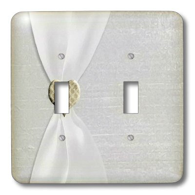 3dRose lsp_29623_2 White Satin Ribbon with Gold Heart Double Toggle Switch