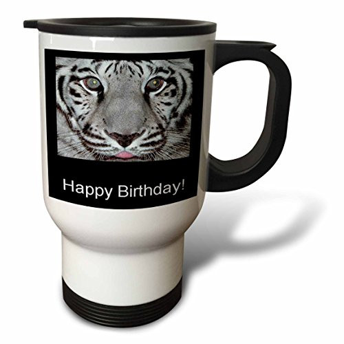 3dRose White Tiger, Happy Birthday Stainless Steel Travel Mug, 14-Ounce 3dRose White Tiger, Happy Birthday Stainless Steel Travel Mug, 14-Ounce