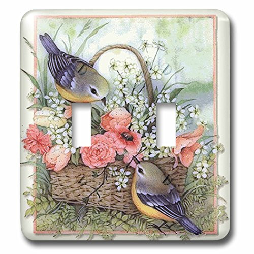 3dRose lsp_167135_2 Pretty Sparrows in a Beautiful Basket of Roses Light Switch Cover