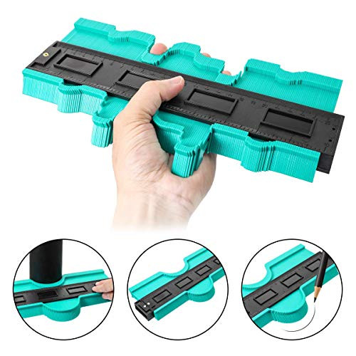 Wisdoman 10 Inch Plastic Contour Gauge Profile Gauge Duplicator Copy Irregular Shapes Tracing Template Measuring Tool for Fit and Easy Cutting?Green?