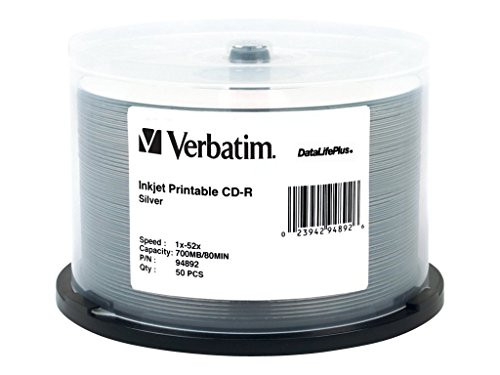 Verbatim CD-R 700MB 52X DataLifePlus Silver Inkjet Printable - 50pk Spindle