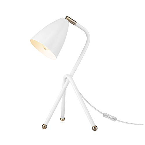 Novogratz x Globe Electric Novogratz x Globe Aiden 16" Desk Lamp, Matte White, Antique Brass Accents, Clear Cord, in-Line On/Off Switch 67336