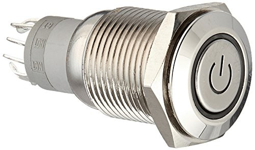 Uxcell 12V LED Lamp 5-Pin Momentary Metal Pushbutton Switch, 16mm