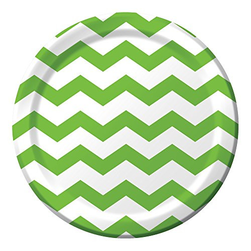 Creative Converting Celebrations 96 Count Chevron Paper Dinner Plates, 8.75", Fresh Lime