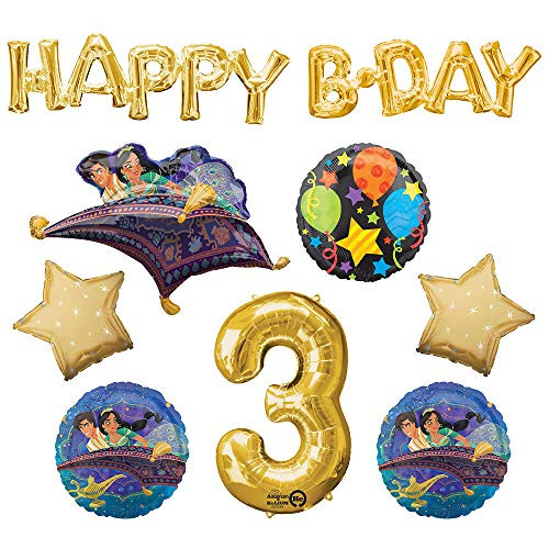 Aladdin and Princess Jasmine Party Supplies 3rd Birthday Balloon Bouquet Decorations