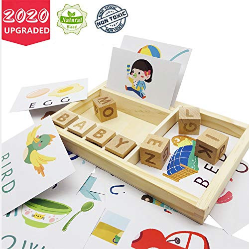HEY AVA 3-in-1 Spelling Games-Matching Letter Games-Preschool Learning Toys,Help Develops Alphabet Words Spelling Skills Letter Block