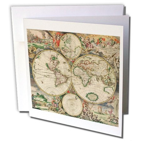 3dRose World Map 1689 - Greeting Cards, 6 x 6 inches, set of 12 (gc_7425_2)