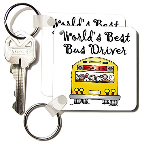 3dRose Worlds Best Bus Driver. - Key Chains, 2.25 x 2.25 inches, set of 2 (kc_193351_1)