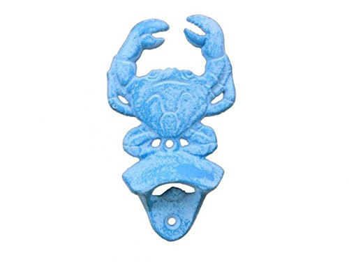 Hampton Nautical K-9112-light-blue Wall Mounted Crab Bottle Opener, 6"