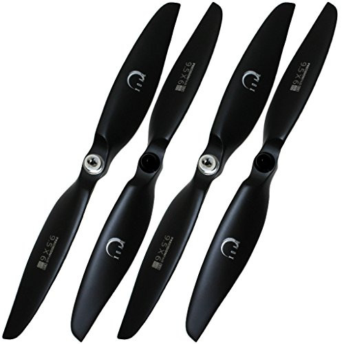 XOAR 9450 Black Wood RC Quadcopter Self-Tightening Propellers 2CW/2CCW with Adapters for DJI Phantom 4, Phantom 3 Standard, Advanced, Professional, Phantom 2 Vision, E300 Upgrade (2 Pairs) (Black)