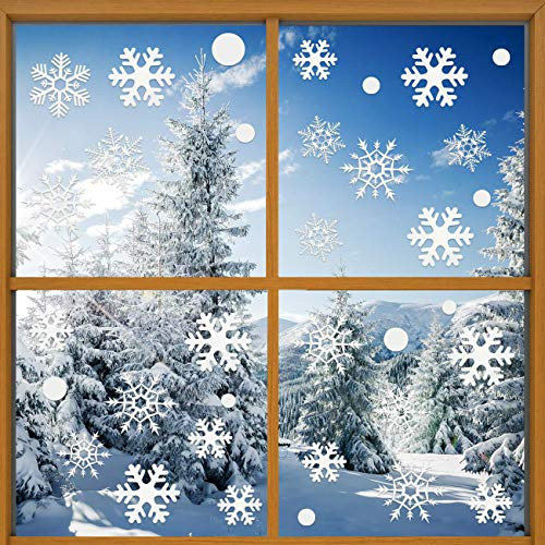 YINGXIANG 180 PCS Christmas Decorations Stickers Snowflakes Window Clings Reusable Winter White Wonderland Decal Decor Ornaments Holiday Party Supplies
