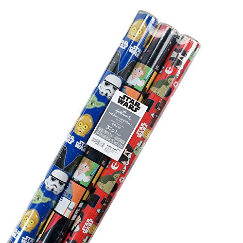Hallmark Star Wars Wrapping Paper with Cut Lines (Pack of 3, 105 sq. ft. ttl.)