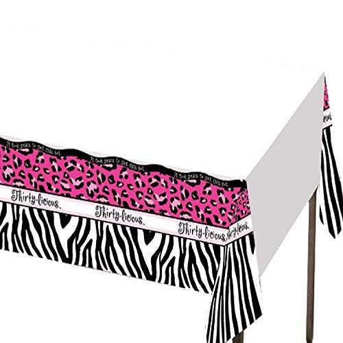 Creative Converting Thirty-Licious Plastic Banquet Table Cover, 54 by 108-Inch