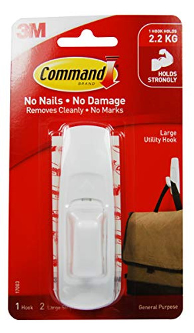 Command Large Utility Hook, White, 1-Hook, 2-Strips (17003ES) Command Large Utility Hook, White, 1-Hook, 2-Strips (17003ES)