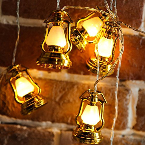 Christmas Festival 20 LED Lantern String Light, Battery Operated (Golden)