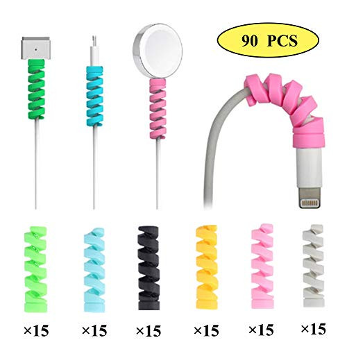 90 Pieces Charger Cable Protector Data Line Protector Silicone Flexible Cable Protector Mouse Cable Saver for All Cellphone Data Lines