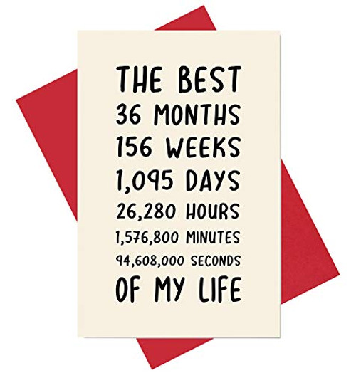 3rd Anniversary Card, Sweet 3 Year Anniversary Card for Him or Her, The Best 3 Years of My Life 3rd Anniversary Card, Sweet 3 Year Anniversary Card for Him or Her, The Best 3 Years of My Life