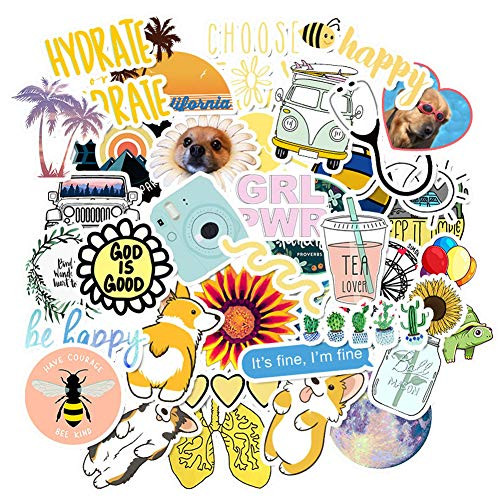 Cute VSCO Stickers for Water Bottles Big 50 Pack,ins Stickers,Laptop Stickers,Waterproof,Aesthetic,Fashion Stickers for Teens,Girls Perfect for Water Bottles,Phone,Travel Extra Durable Vinyl