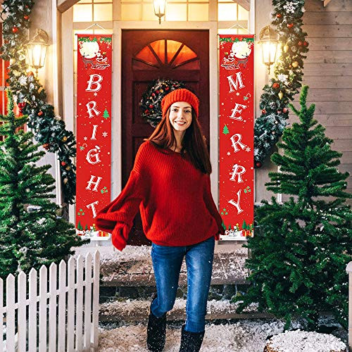 AXTEE Christmas Banner Decoration, Outdoor Indoor Christmas Decorations, Welcome Merry Christmas Bright Porch Sign, Xmas Decor Hanging Door Banners Porch Sign Christmas Decoration (Red N) AXTEE Christmas Banner Decoration, Outdoor Indoor Christmas Decorations, Welcome Merry Christmas Bright Porch Sign, Xmas Decor Hanging Door Banners Porch Sign Christmas Decoration (Red N)