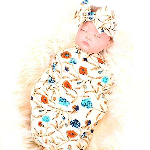 Newborn Swaddle Blanket Headband Set Shower Gift Pink