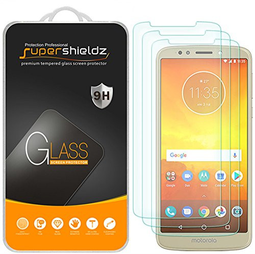 (3 Pack) Supershieldz for Motorola (Moto E5) Tempered Glass Screen Protector, 0.33mm, Anti Scratch, Bubble Free