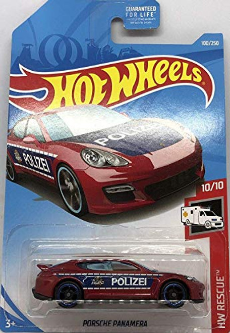Hot Wheels 2019 HW Rescue Porsche Panamera Police Car 100/250, Maroon