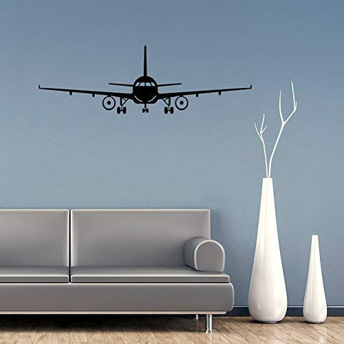 Cool Airliner Airplane Aircraft Biplane Silhouette Wall Stickers,Removable DIY Plane Wall Decal Art Mural for Kids Boys Gift Bedroom Decoration (Black, 20" x 6")