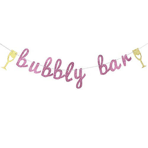 Glitter Bubbly Bar Banner, Birthday Wedding Banner, Party Events Decorations, Party Supply Decor, Wedding Engagement Sign Photo Prop.