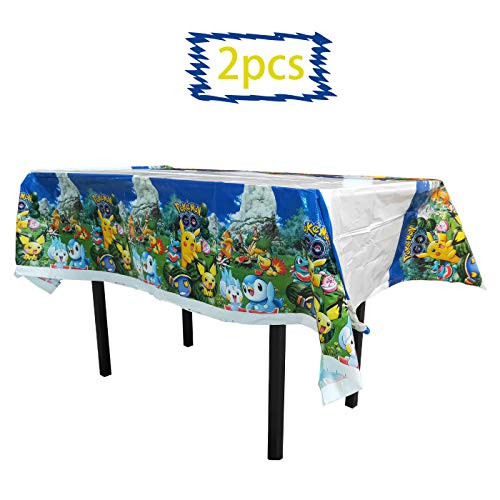 Yurnoet 2pcs pikachu Themed Birthday Party Decorations  Disposable pikachu Plastic Tablecloth | 70.8 x 42.5, Disposable Table Cover |pikachu Party Supplies for Kids