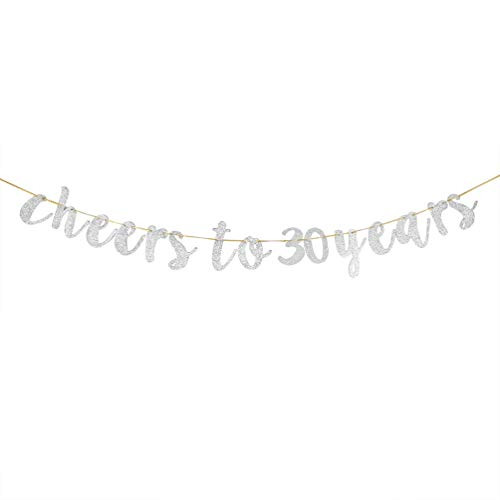 Glitter Silver Cheers to 30 Years Banner - 30th Birthday Sign Bunting 30th Marriage Anniversary Party Bunting Decoration Glitter Silver Cheers to 30 Years Banner - 30th Birthday Sign Bunting 30th Marriage Anniversary Party Bunting Decoration