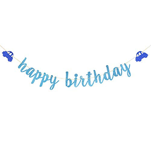 Blue Glitter Happy Birthday Banner - Boy's Birthday Party Decoration - 1st 2nd 3rd 4th 5th 6th 8th 9th 10th Birthday Party Banner