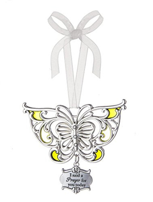 Ganz 3" Beautiful Zinc Butterfly Ornament with Heartfelt Message Featuring White Organza Ribbon for Hanging (I Said a Prayer For You)