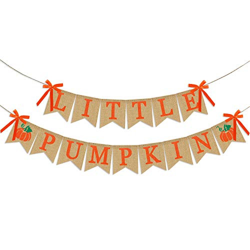 Little Pumpkin Banner Burlap | Little Pumpkin Baby Shower | Little Pumpkin Birthday Decorations | Boy or Girl Kid's Thanksgiving Fall Themed Baby Shower Birthday Party Decor Supplies