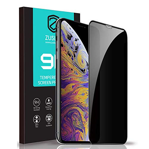 ZUSLAB Privacy Screen Protector for Apple iPhone 11 Pro, Anti Spy Tempered Glass Screen Protector Full Coverage