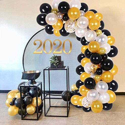 Balloon Garland Kit 114 pcs Balloons Arch Kit for Wedding Birthday Party Baby Shower Decorations, Black+Gold Balloon Garland