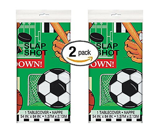 2 Pk Classic Sports Plastic Tablecloth, 84 x 54