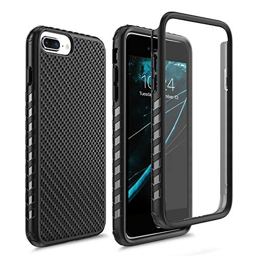 WWW Case for iPhone 8 Plus/iPhone 7 Plus/iPhone 6S Plus/iPhone 6 Plus, Full Body Case with Built-in Screen Protector, Ultra Thin Shock-Absorbing Case for iPhone 8 Plus/7 Plus/6S Plus/6 Plus Black