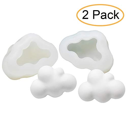 Fewo 2Pcs 3D Cloud Silicone Molds for Fondant Chocolate Candy Cake Decorating Candle Soap Lotion Bar Wax Crayon Melt Plaster Polymer Clay
