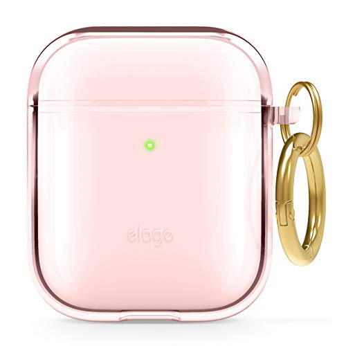 elago Clear Airpods Case with Keychain Designed for Apple Airpods Case and Apple Airpods 2 case (Lovely Pink)