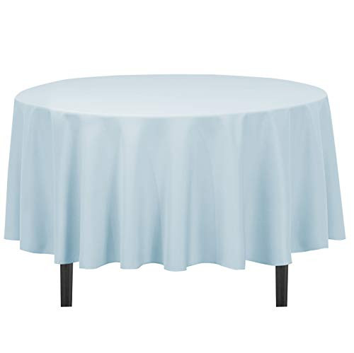 LinenTablecloth 90-Inch Round Polyester Tablecloth Baby Blue