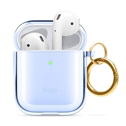 elago Clear Airpods Case with Keychain Designed for Apple Airpods Case and Apple Airpods 2 case (Aqua Blue)