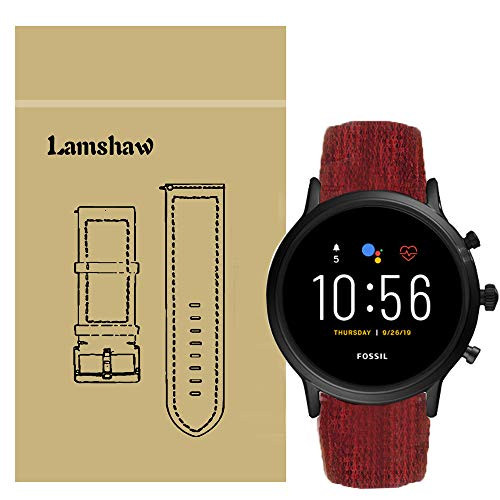 Compatible for Fossil Carlyle Hr Band, Blueshaw Breathable Nylon Woven Fabric Replacement Accessory Strap for Fossil Men's Gen 5 Carlyle Smartwatch (Red)