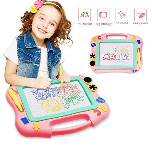 FONLLAM Updated Magnetic Drawing Board, Kids Magna Drawing Doodle Board Toys for Toddlers Girls, Boys, Erasable Sketch Pad for Writing Painting (Pink)