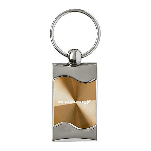 Upgrade Your Auto Dodge Stripe Logo on Gold Rectangular Wave Keychain - Officially Licensed