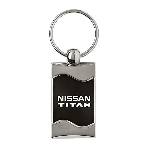 Upgrade Your Auto Nissan Titan on Black Rectangular Wave Keychain - Officially Licensed