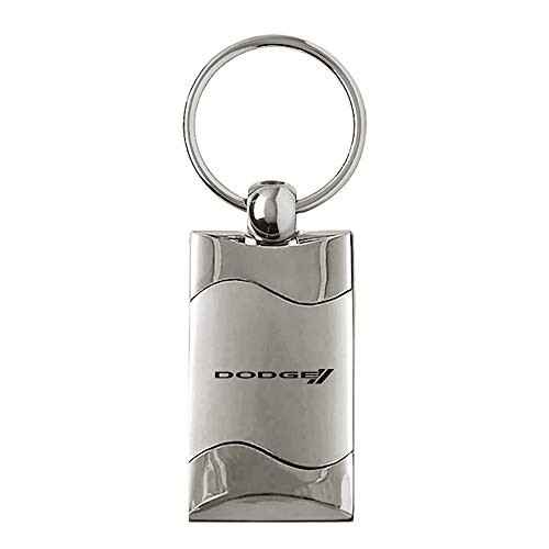 Upgrade Your Auto Dodge Stripe on Satin-Chrome Rectangular Wave Keychain - Officially Licensed