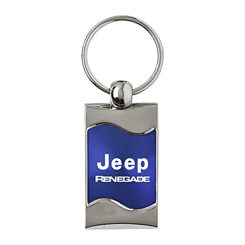 Upgrade Your Auto Jeep Renegade on Blue Rectangular Wave Keychain - Officially Licensed