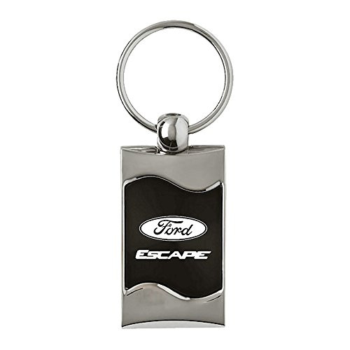 Upgrade Your Auto Ford Escape on Black Rectangular Wave Keychain - Officially Licensed